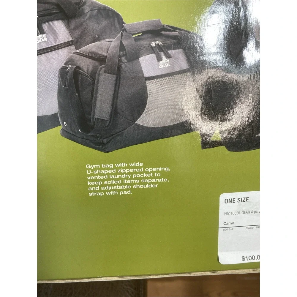 Dorm Life 4-Piece Travel Set Gray Camo Wheeled Duffel Backpack Gym Laundry Bag